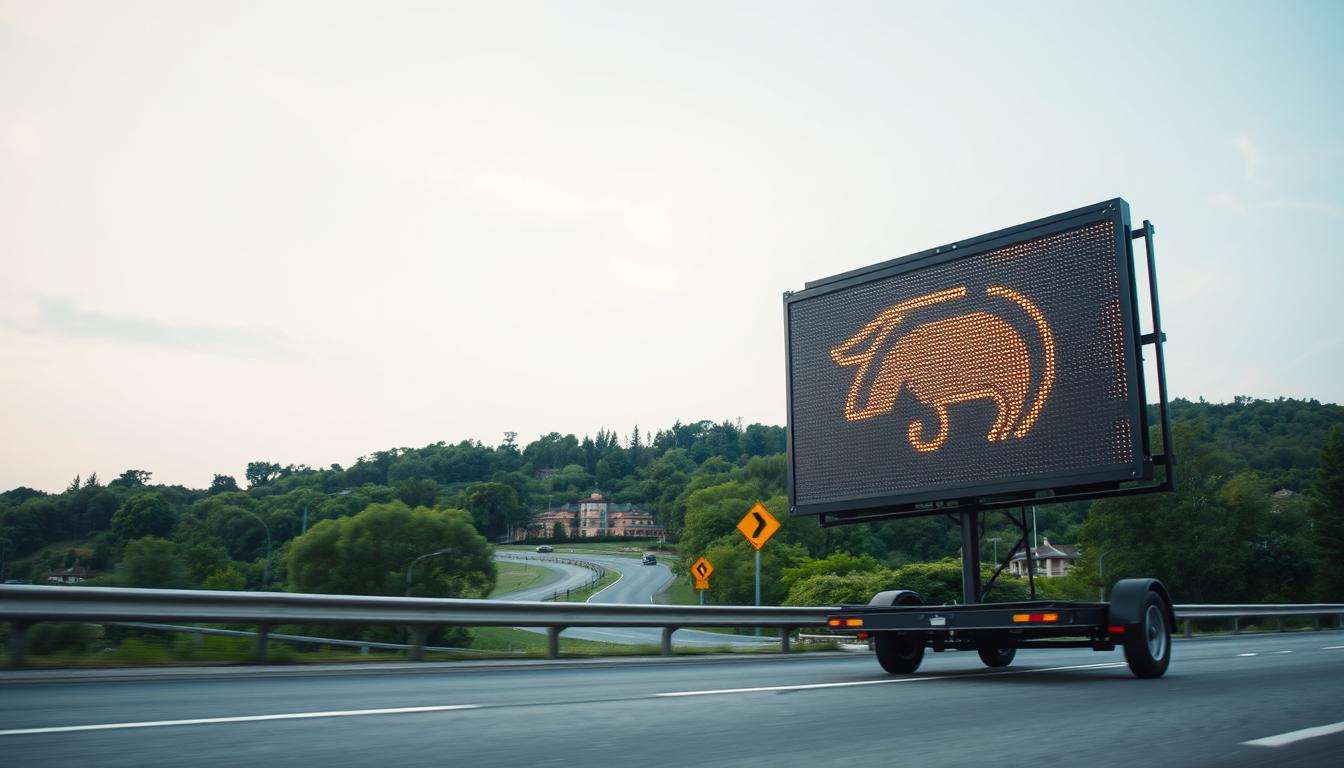 Painel de mensagem variável móvel em operação