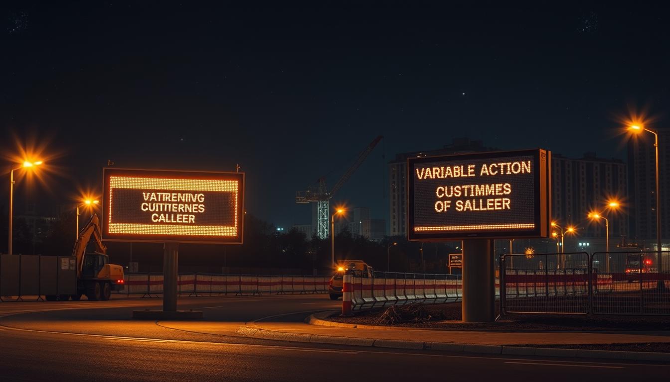 Painel de mensagem variável para obras noturnas